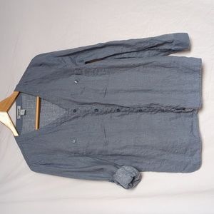 DKNY blouse Women's Long Sleeve linen button front Shirt L